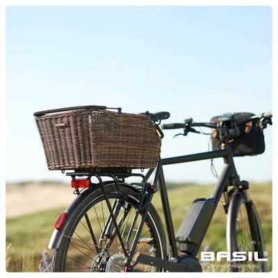 Basil Cento Rattan Look Multi System - fietsmand - achterop - bruin